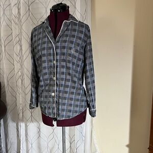 Ralph Lauren Black and Blue Check PJ top